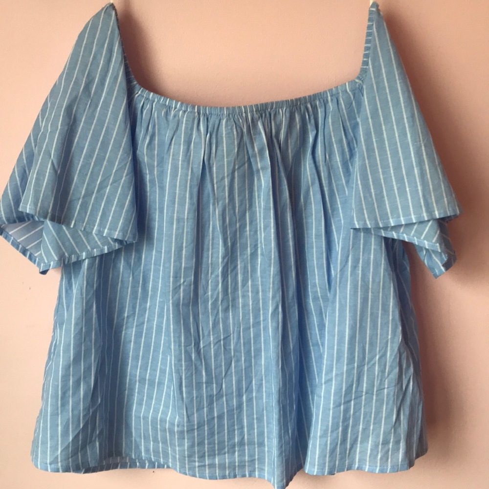 Blue and white striped blouse